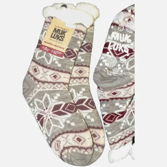 Muk Luks Accessories Muk Luks Cabin Socks Slip Resistant Faux